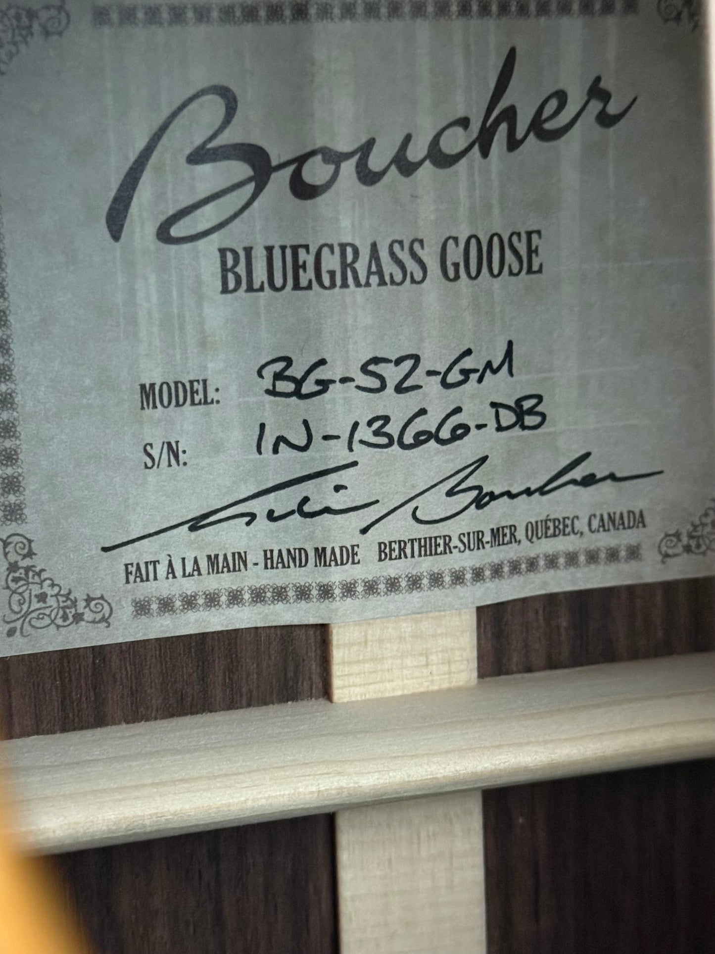 Boucher Bluegrass Goose BG-52-GM Torrefied Master Grade Adirondack/ Indian Rosewood