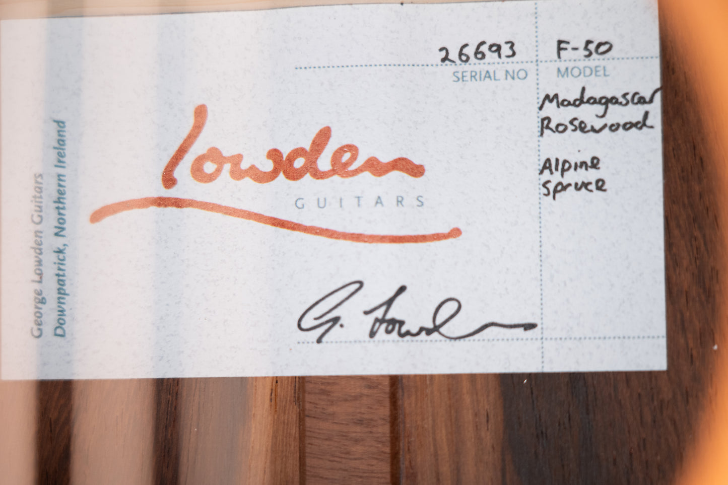 Lowden F-50 Alpine Spruce/ Madagascar Rosewood New Pics!