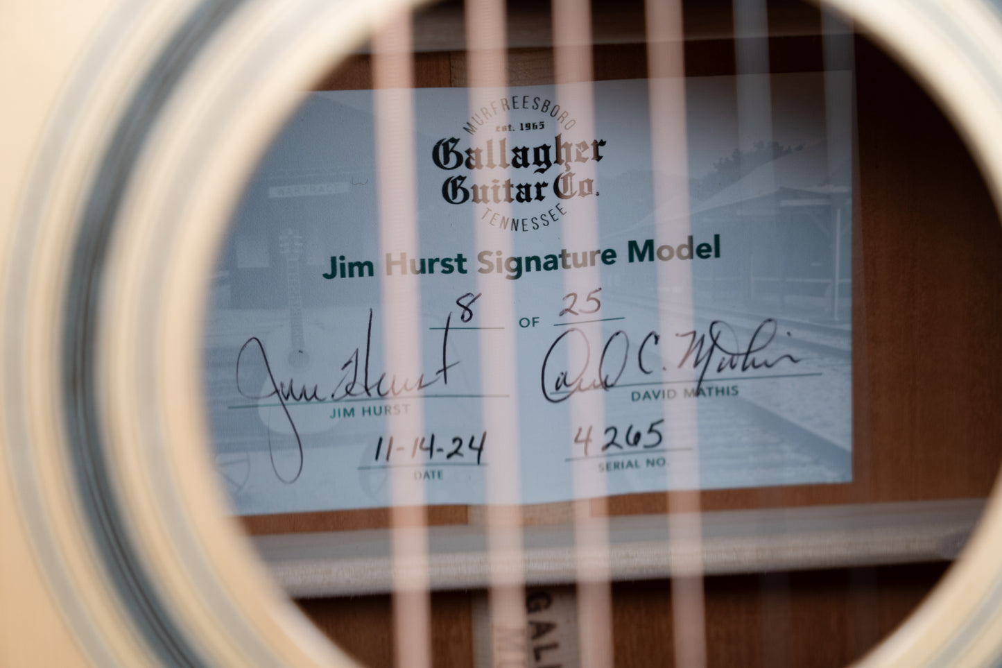 Gallagher Jim Hurst Signature Model  #8 of 25 Adirondack/Mahogany
